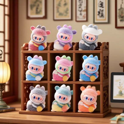 3D Flocked Labubu Cross Leg Figurine