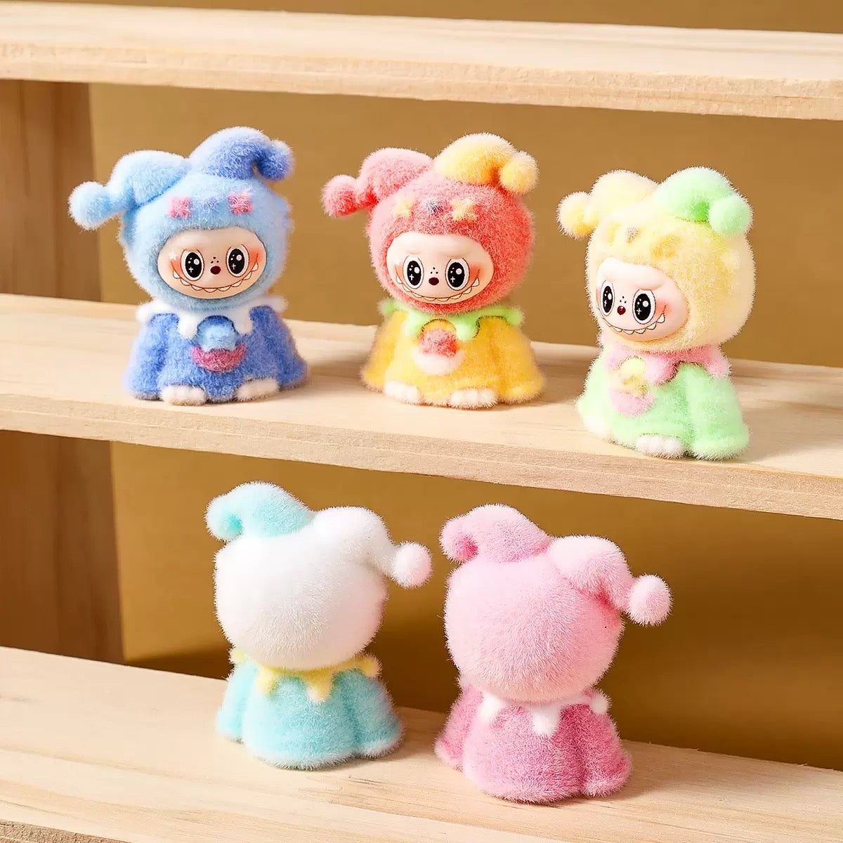 3D Flocked Labubu Circus Figurine