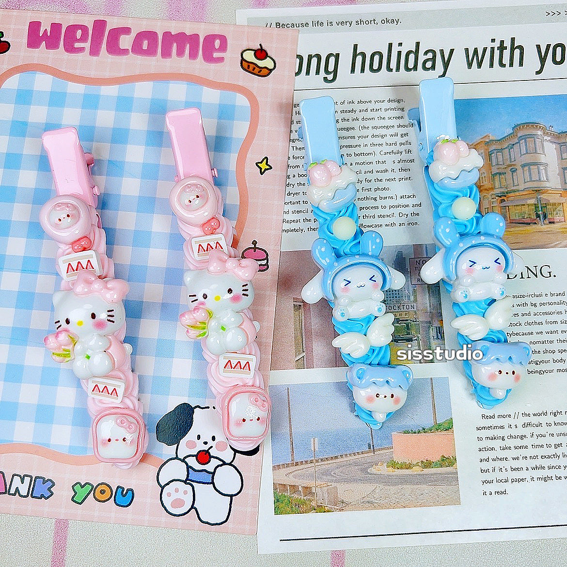 Kitty&Cinnamoroll Decoden Hair Bangs Clips