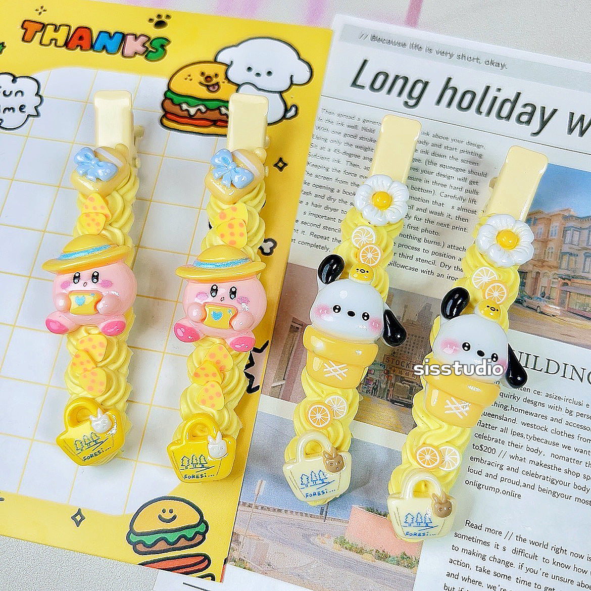 Kirby & Pochacco Decoden Hair Bangs Clips