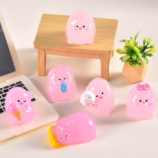 Luminous Pink Cute Piggy Charms