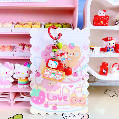 Colgante lindo del bolso del llavero de la torta del gatito