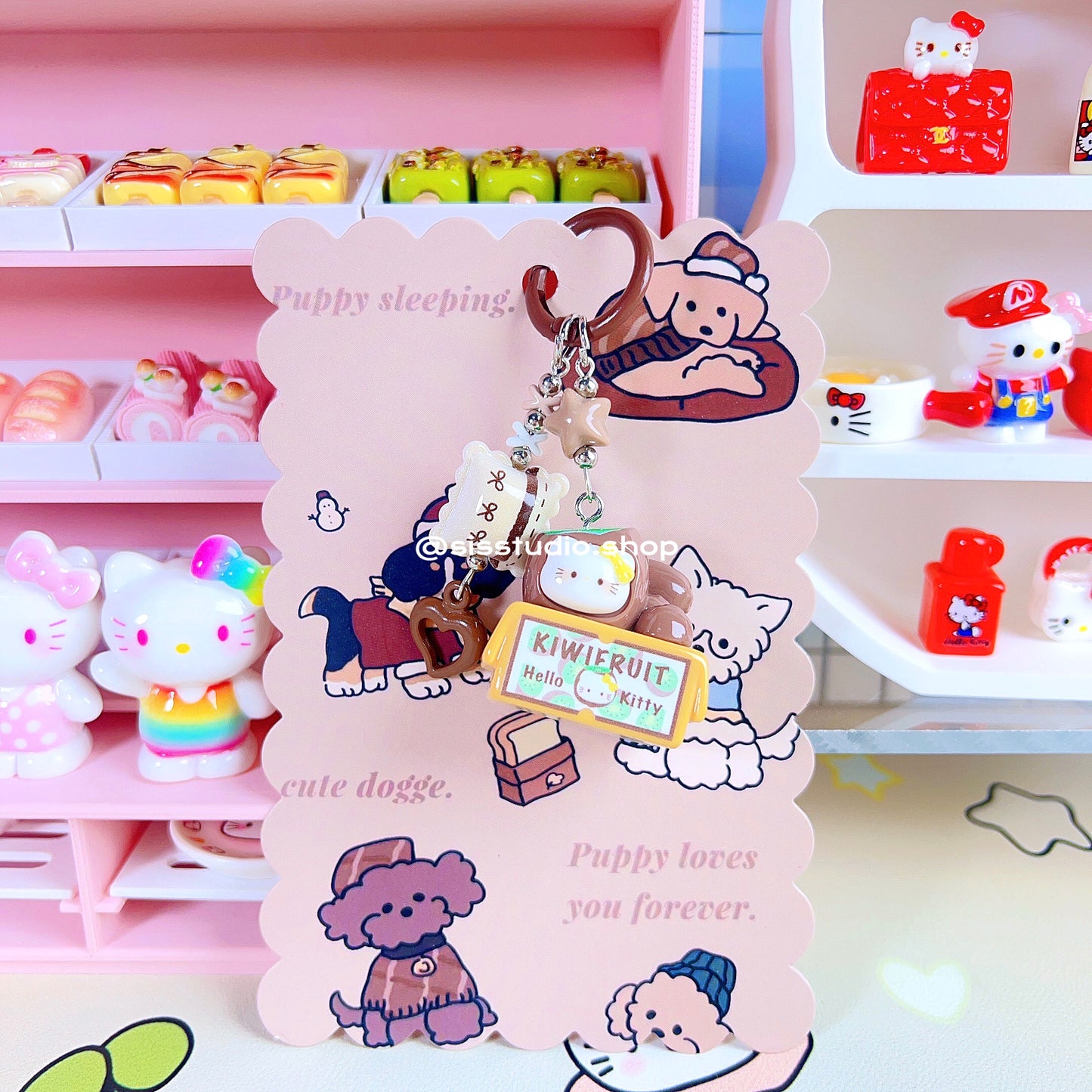 Colgante lindo del bolso del llavero de la torta del gatito