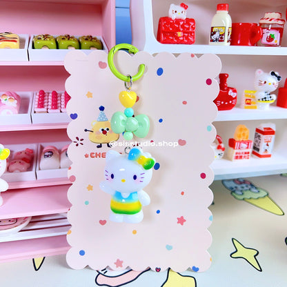 Colgante lindo del bolso del llavero de la torta del gatito