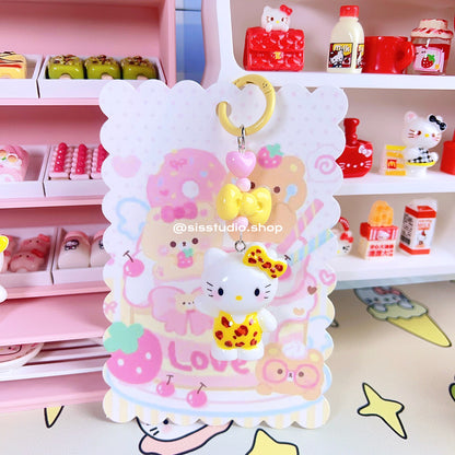 Colgante lindo del bolso del llavero de la torta del gatito