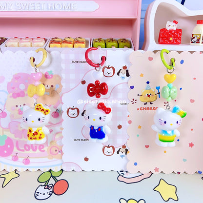 Colgante lindo del bolso del llavero de la torta del gatito