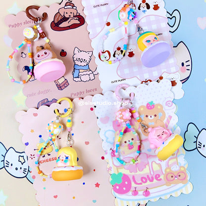 Colgante lindo del bolso del llavero de la torta del gatito