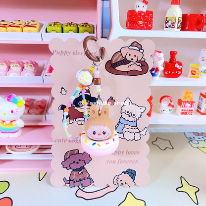 Colgante lindo del bolso del llavero de la torta del gatito