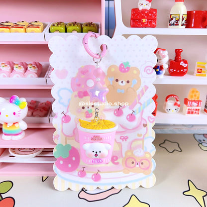 Colgante lindo del bolso del llavero de la torta del gatito