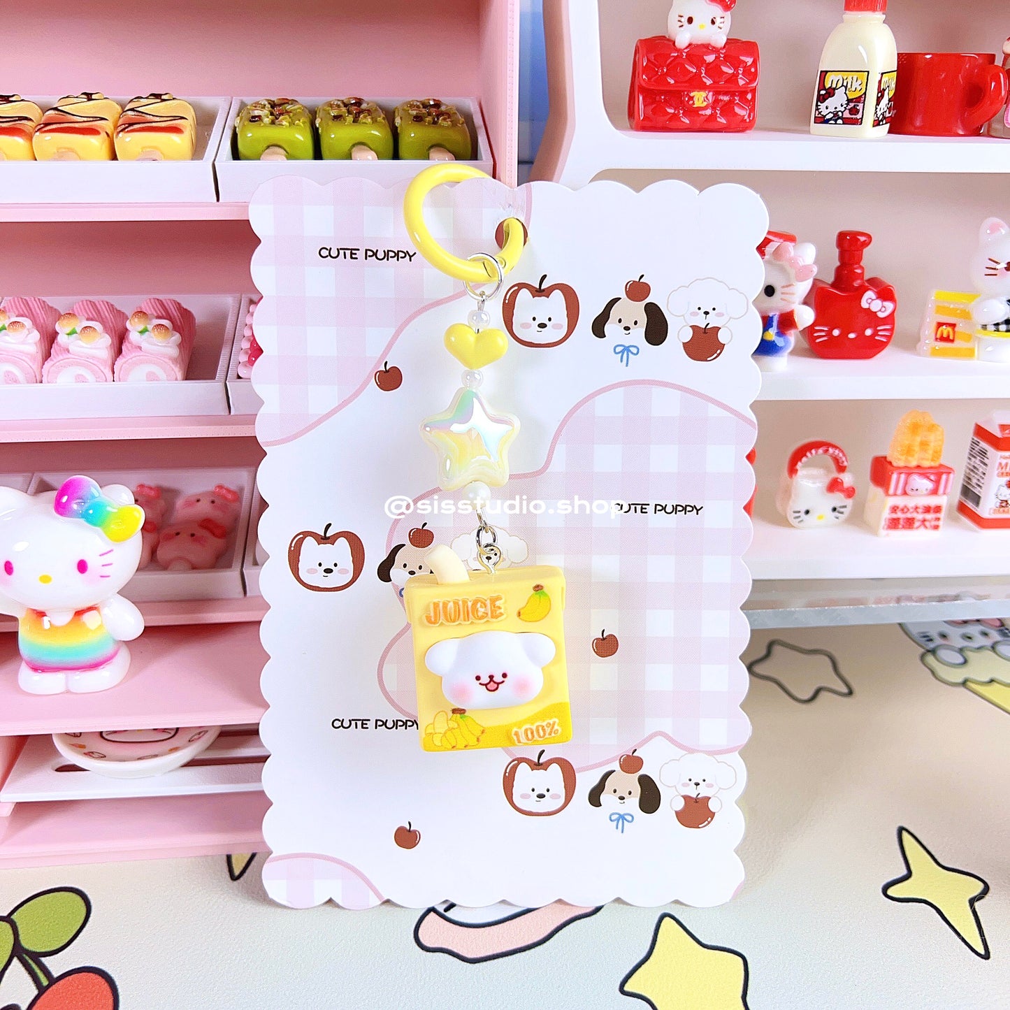 Colgante lindo del bolso del llavero de la torta del gatito