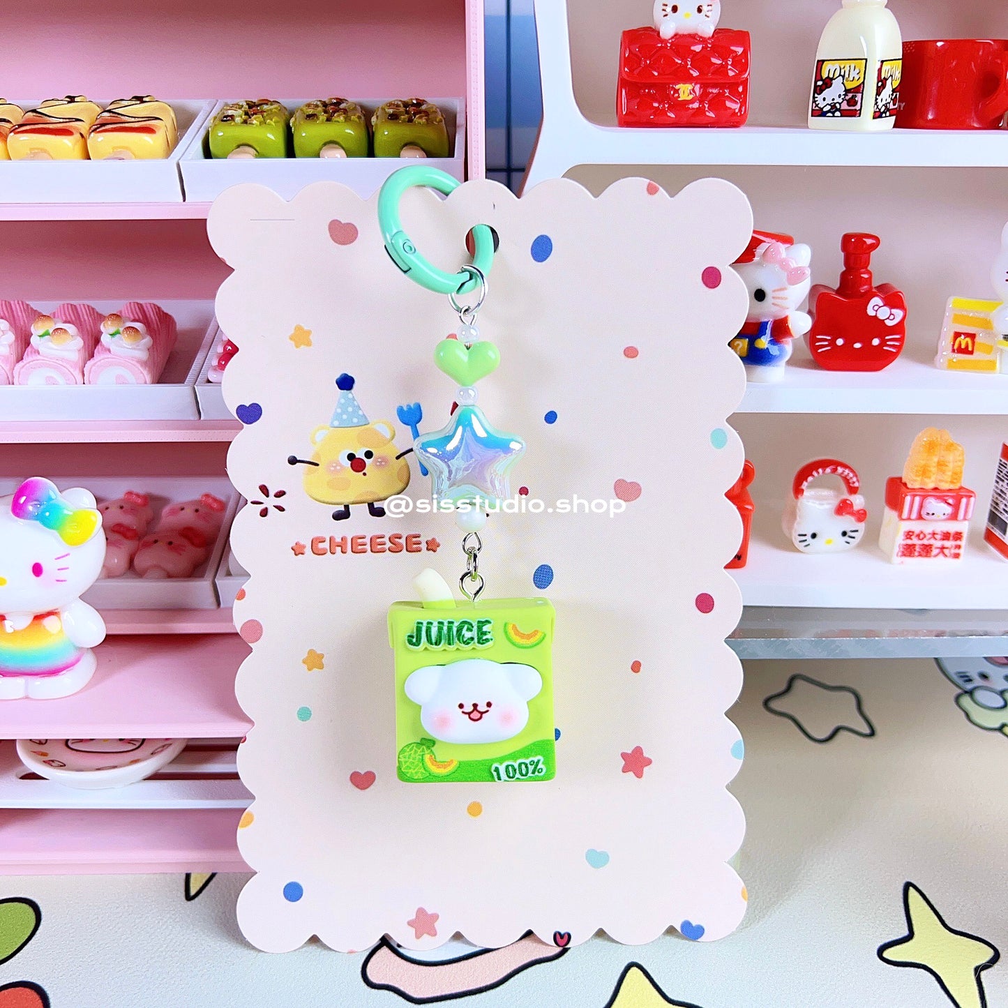 Colgante lindo del bolso del llavero de la torta del gatito