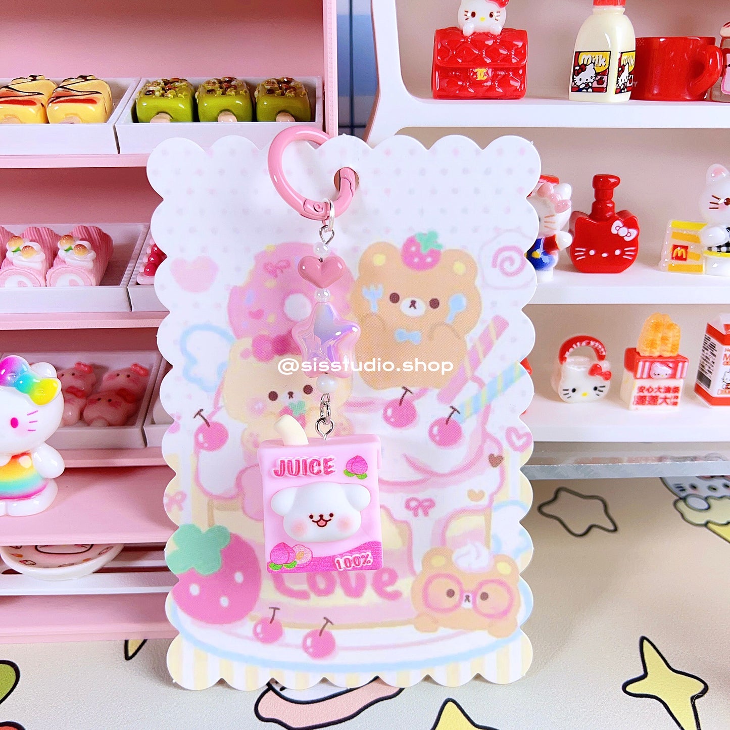 Colgante lindo del bolso del llavero de la torta del gatito