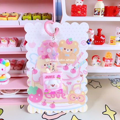 Colgante lindo del bolso del llavero de la torta del gatito