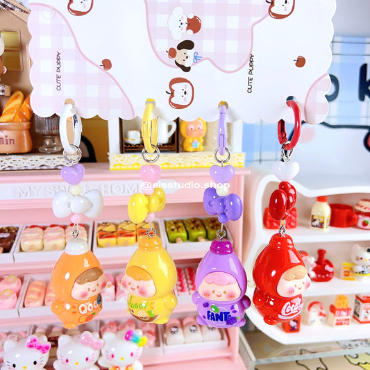 Colgante lindo del bolso del llavero de la torta del gatito