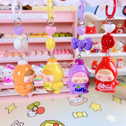 Colgante lindo del bolso del llavero de la torta del gatito