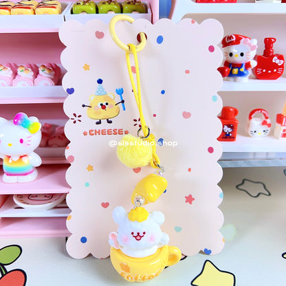 Colgante lindo del bolso del llavero de la torta del gatito