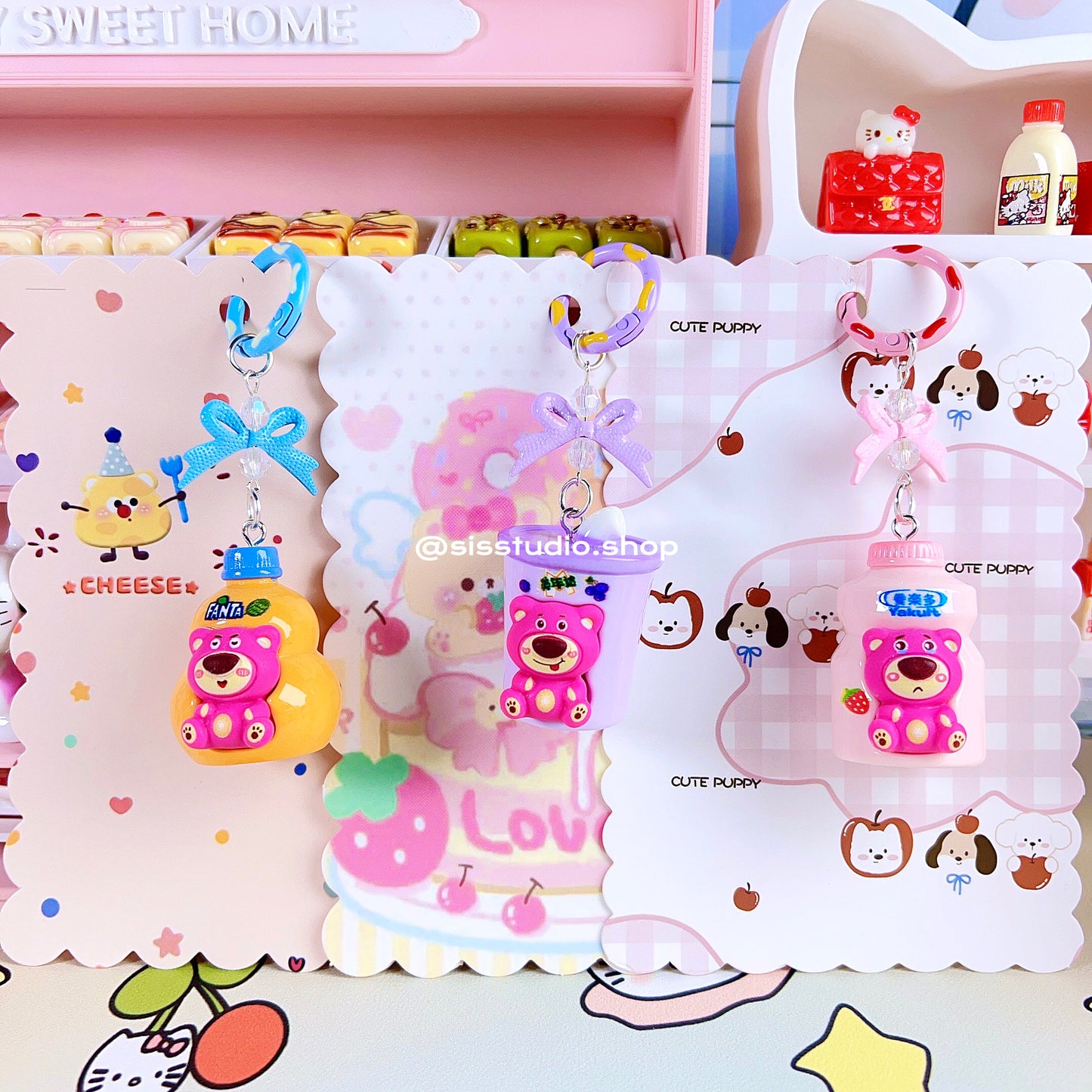 Colgante lindo del bolso del llavero de la torta del gatito