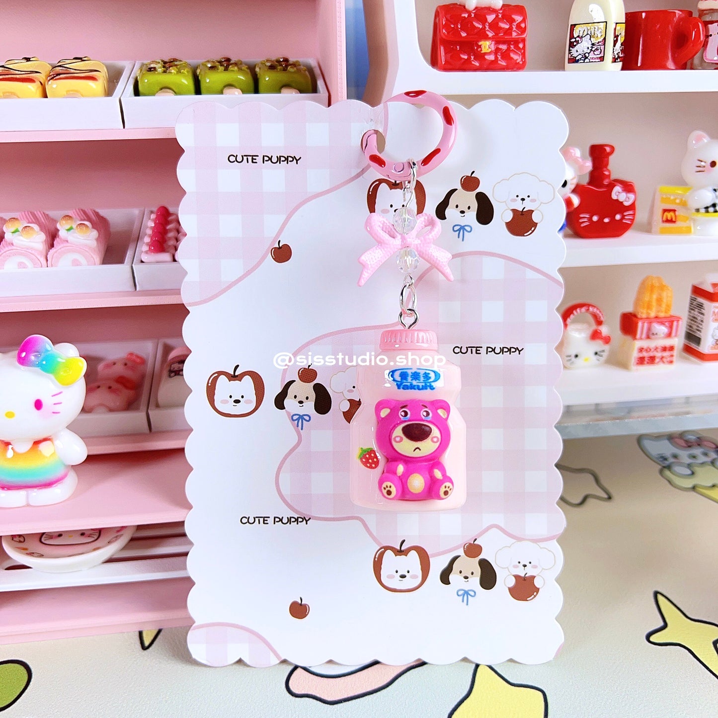 Colgante lindo del bolso del llavero de la torta del gatito