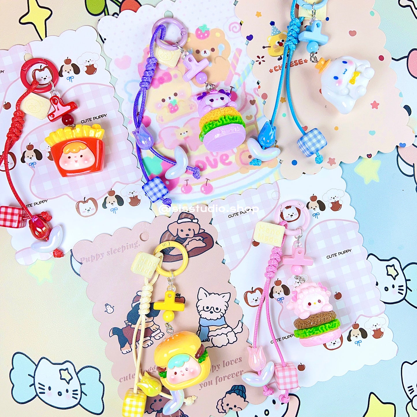 Colgante lindo del bolso del llavero de la torta del gatito