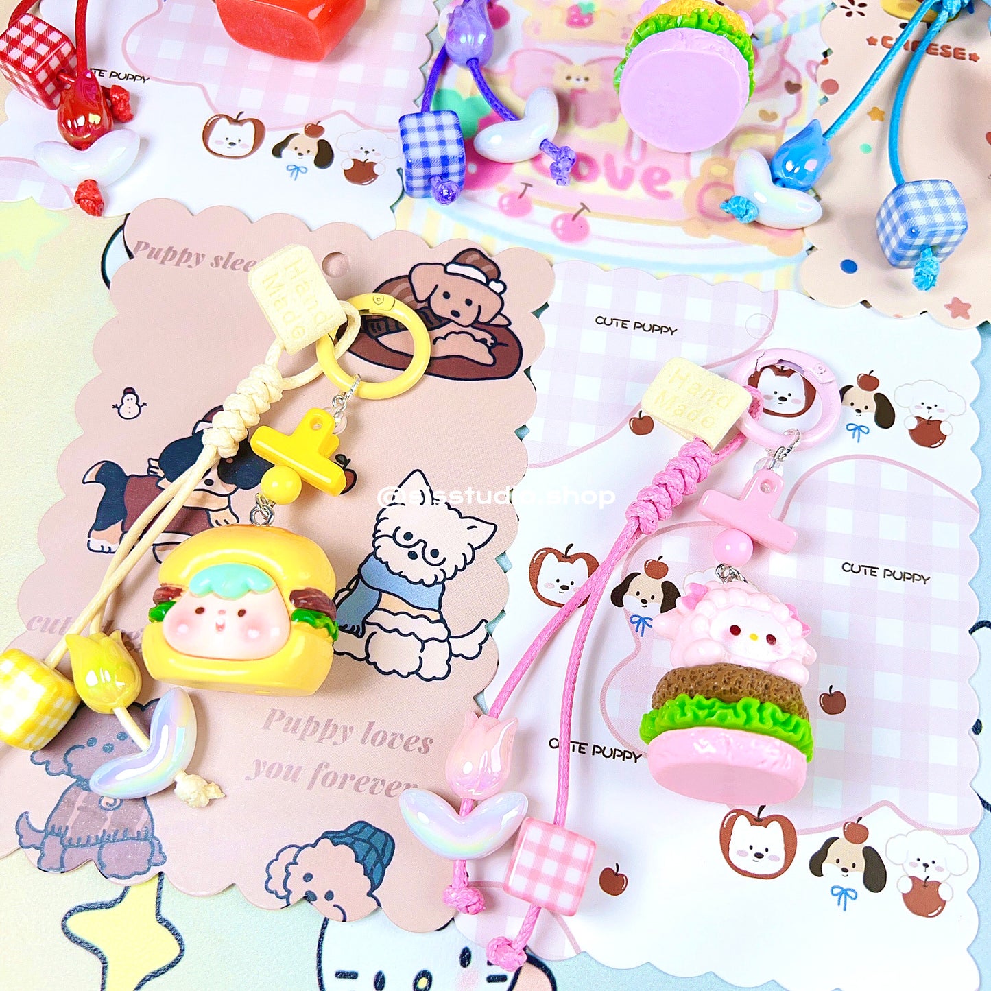 Colgante lindo del bolso del llavero de la torta del gatito