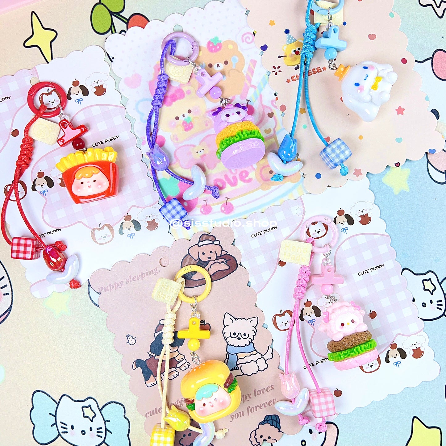 Colgante lindo del bolso del llavero de la torta del gatito