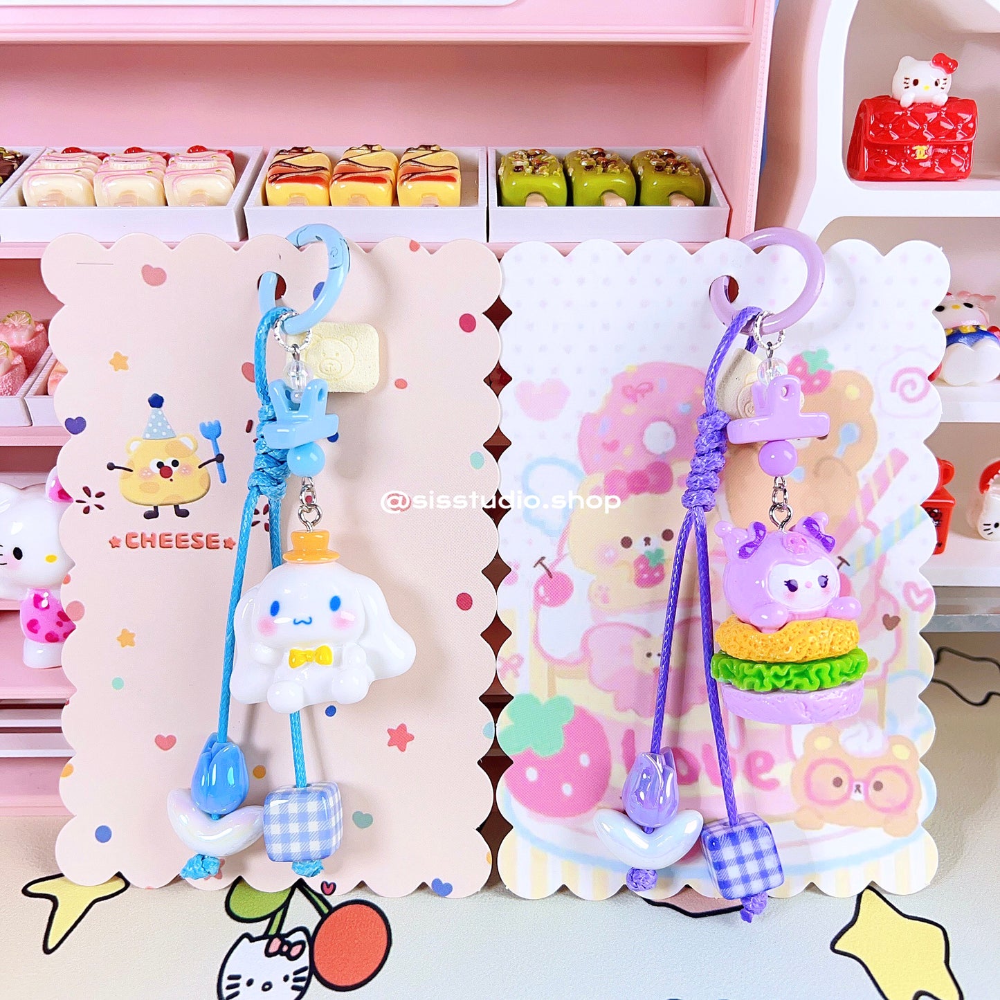 Colgante lindo del bolso del llavero de la torta del gatito