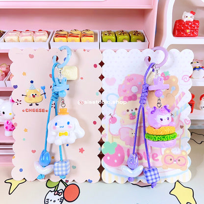 Colgante lindo del bolso del llavero de la torta del gatito