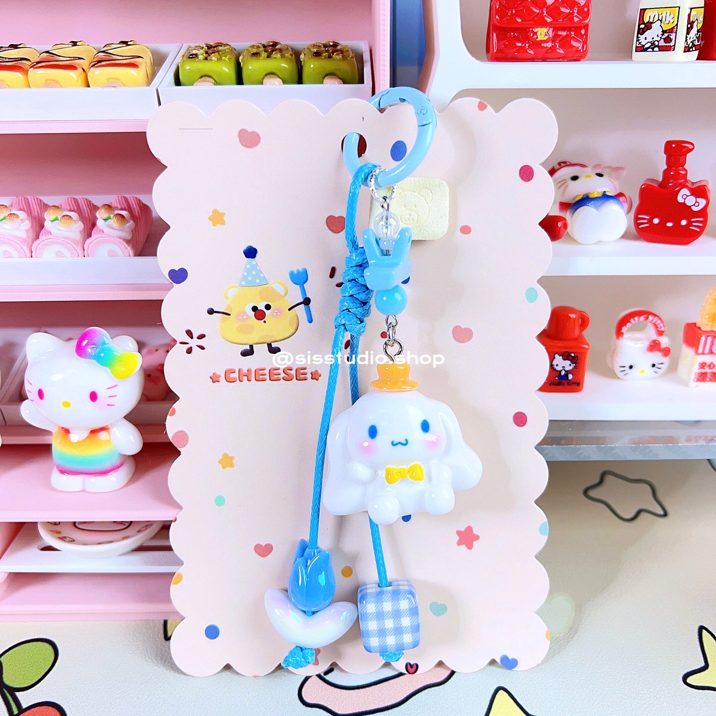 Colgante lindo del bolso del llavero de la torta del gatito