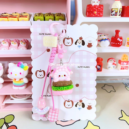 Colgante lindo del bolso del llavero de la torta del gatito