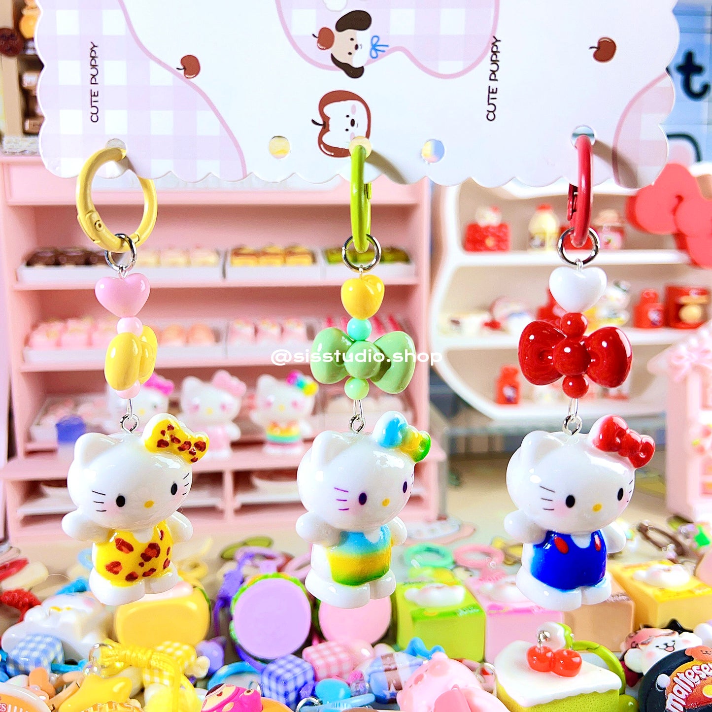 Colgante lindo del bolso del llavero de la torta del gatito