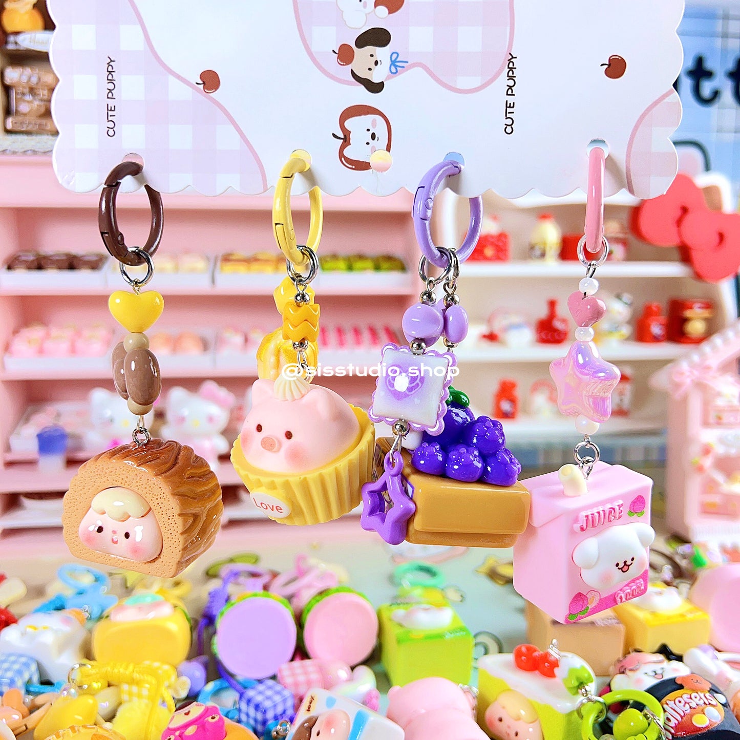 Colgante lindo del bolso del llavero de la torta del gatito