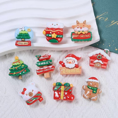 Christmas Tree House Santa Charms