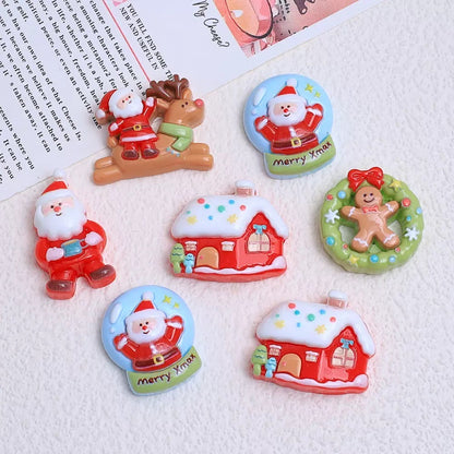 Christmas Crystal Ball Santa Charms