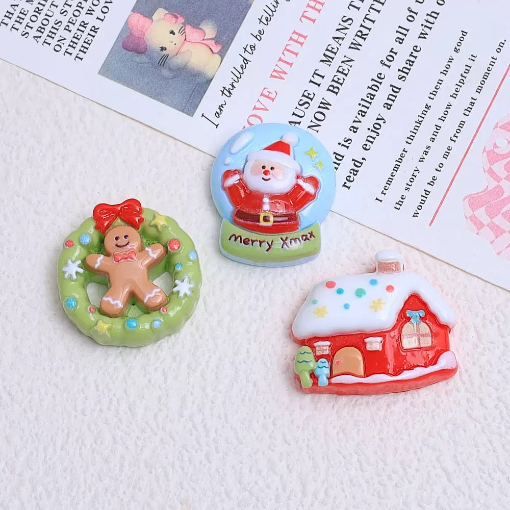 Christmas Crystal Ball Santa Charms