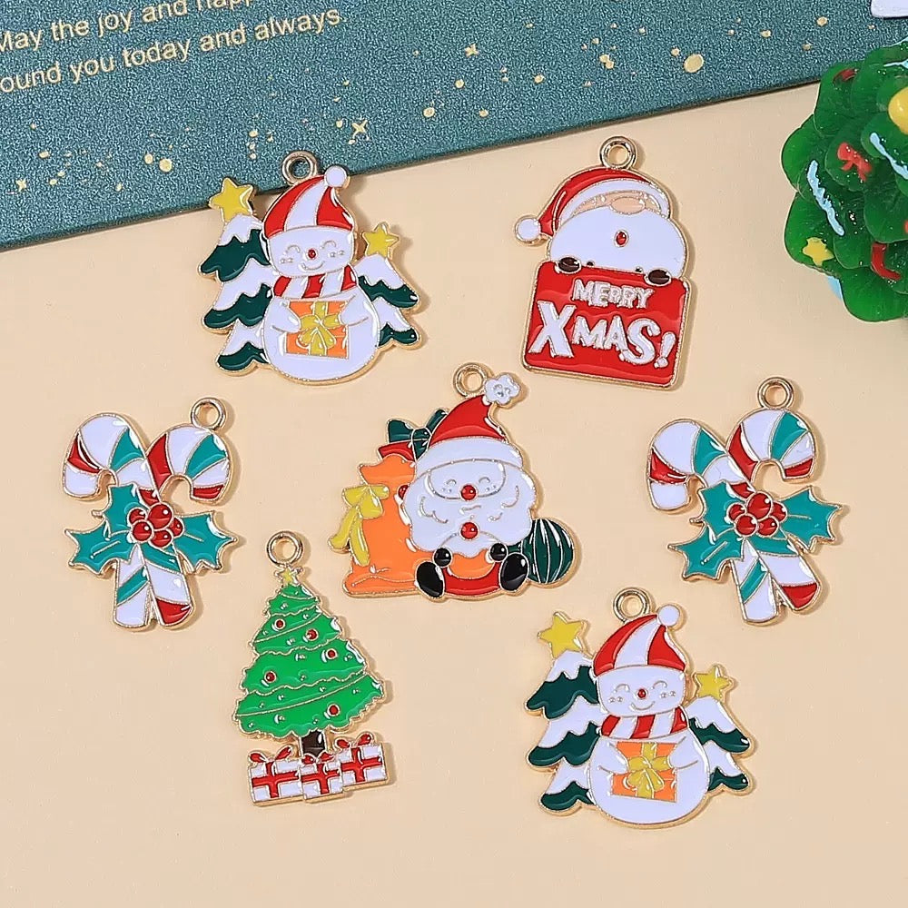 Christmas Snowman Santa Alloy Charms