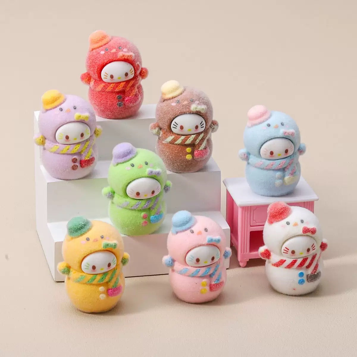 3D Hello Kitty Snowman Cartoon Figurine