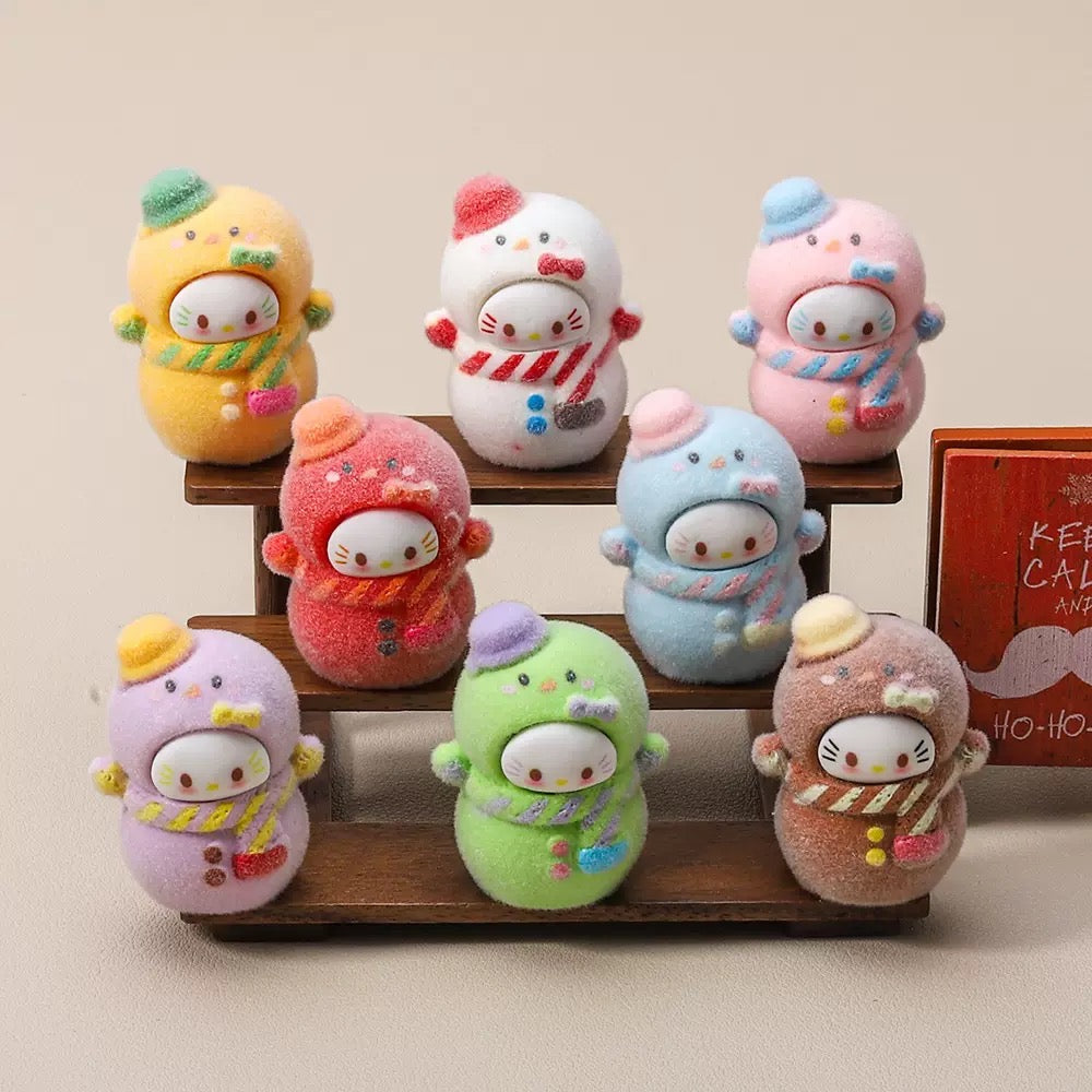 3D Hello Kitty Snowman Cartoon Figurine